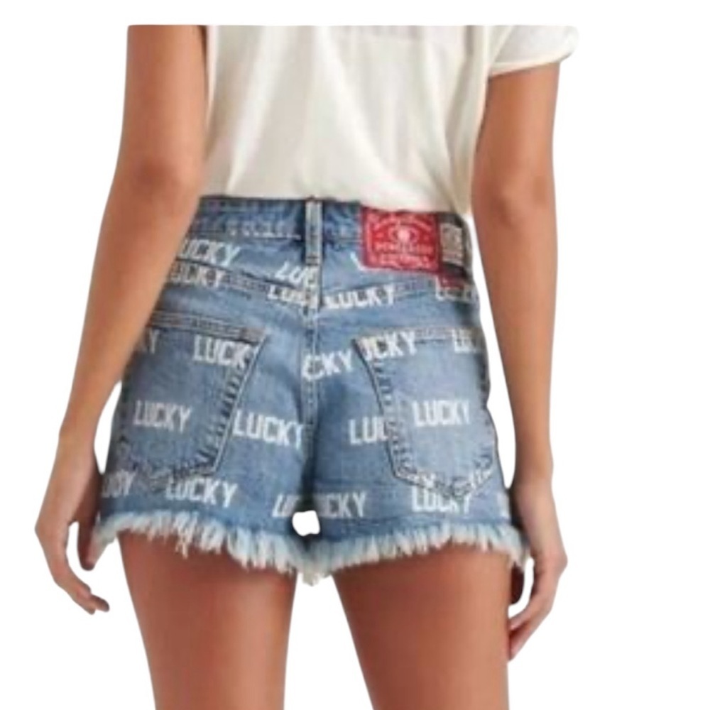 Lucky Brands Short totally lucky lucky print Denim Jean Shorts.